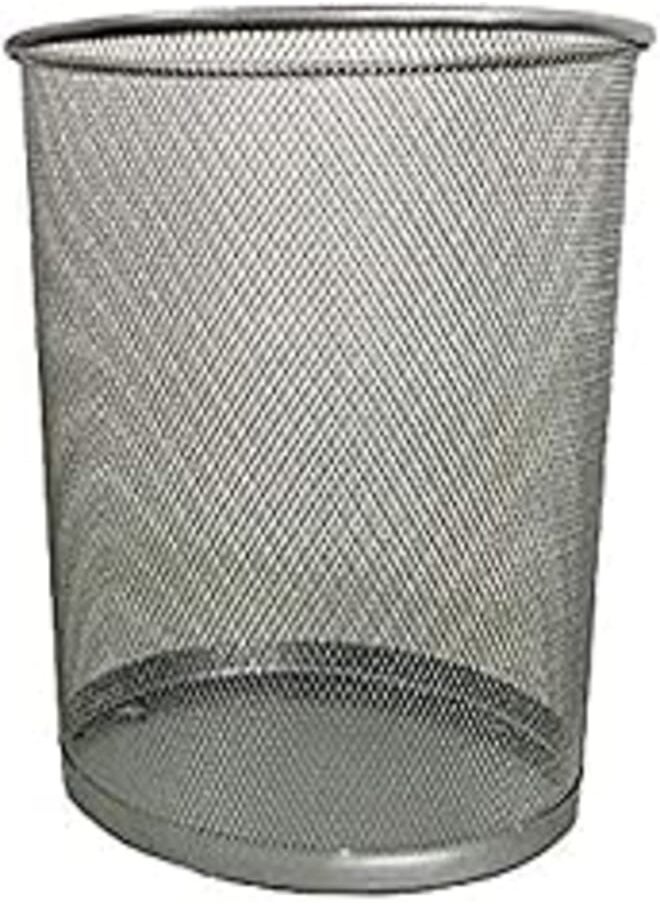 Generic Deluxe Metal Mesh Waste Basket Round Medium Silver 