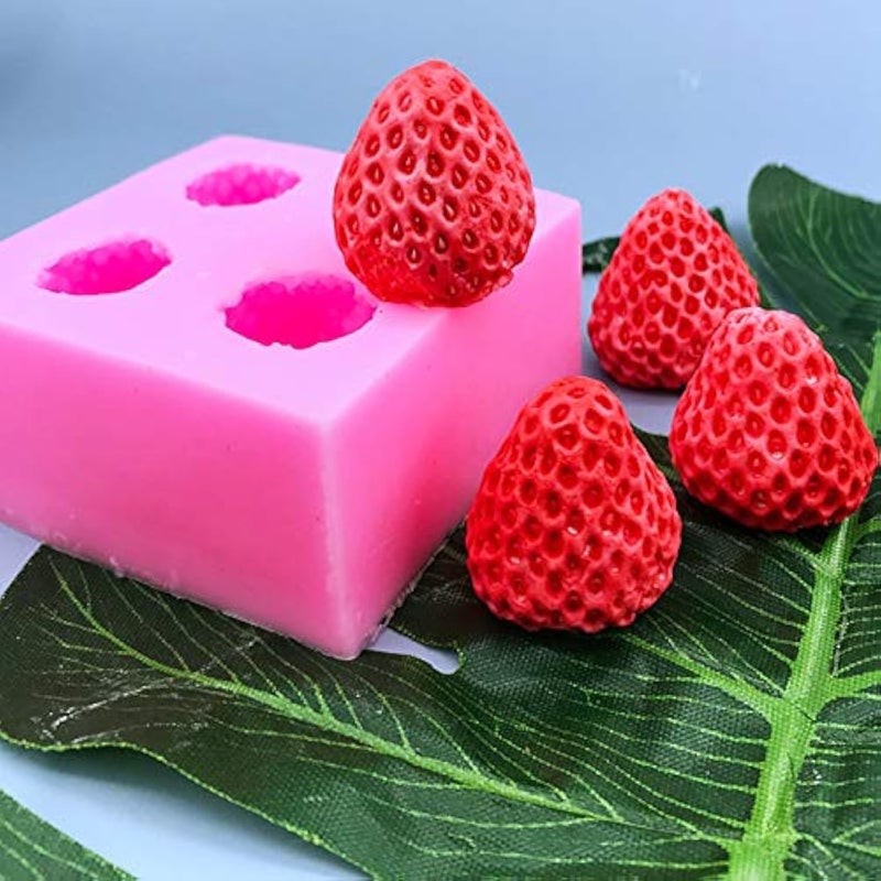 TUKE قالب شمعة سيليكون بتصميم فراولة ثلاثي الأبعاد فراولة توت العليق توت أزرق صابون شمعة شمع التوت