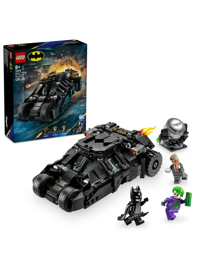 LEGO DC Batman: Batman Tumbler vs. Two-Face & The Joker - Batmobile Car Toy with 3 Minifigures - Super Hero Set - Gift for 8 Plus Year Old Boys, Girls and Dark Knight Fans 76303 (429 pieces)