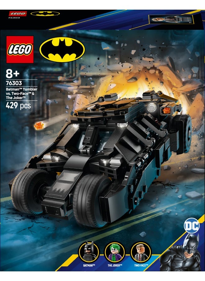 LEGO DC Batman: Batman Tumbler vs. Two-Face & The Joker - Batmobile Car Toy with 3 Minifigures - Super Hero Set - Gift for 8 Plus Year Old Boys, Girls and Dark Knight Fans 76303 (429 pieces)  - Image 2