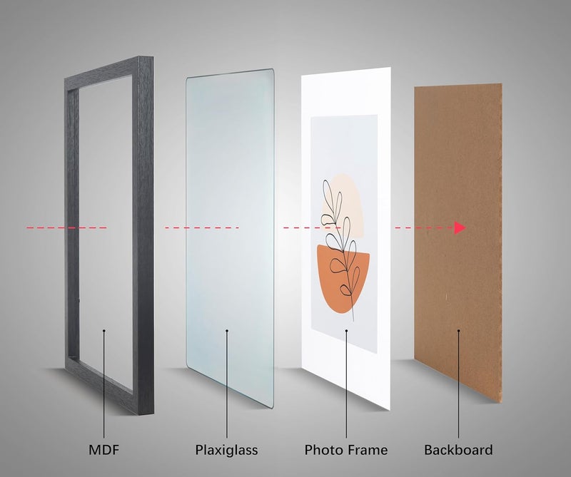 KAIWIN إطار صور مقاس 13 × 18 سم أسود مجموعة من 4 إطارات صور خشبية مقاس 5 × 7 بوصة إطار خشبي إطار صور بزجاج أكريليك، إطار للطاولة والتعليق على الحائط - Image 5