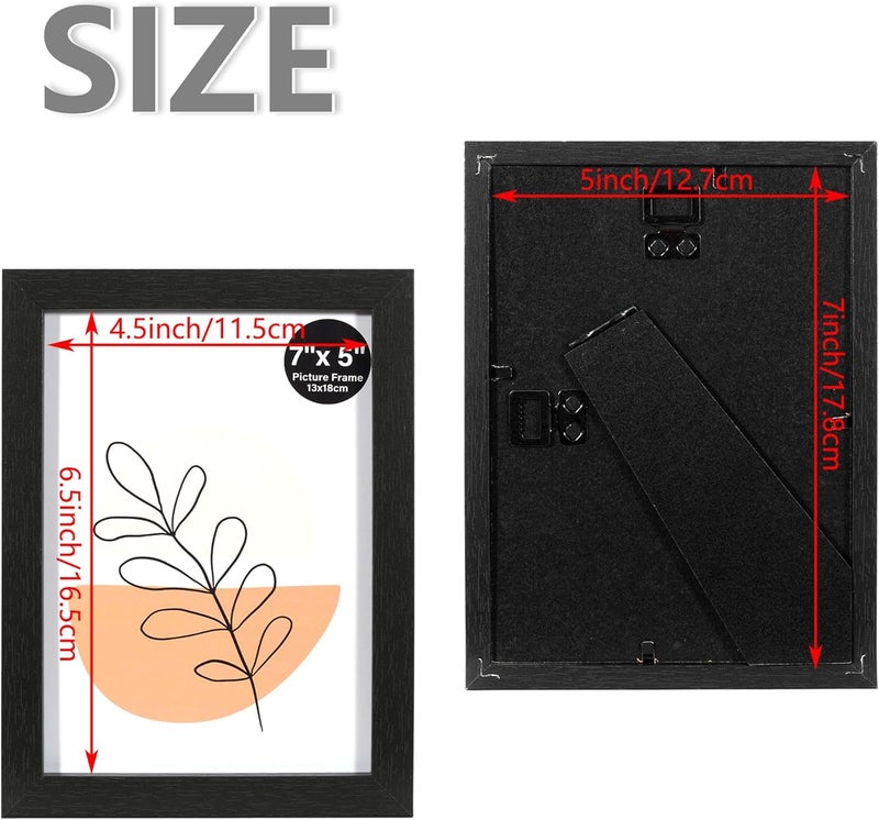 KAIWIN إطار صور مقاس 13 × 18 سم أسود مجموعة من 4 إطارات صور خشبية مقاس 5 × 7 بوصة إطار خشبي إطار صور بزجاج أكريليك، إطار للطاولة والتعليق على الحائط - Image 4