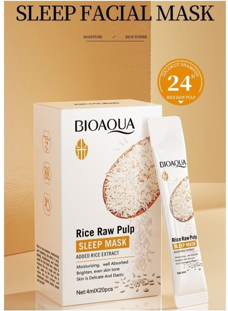 BIOAOUA Rice Sleep Facial Mask，Rice Original Slurry Sleep Facial Mask, Transparent, Portable, Moisturizing, Smearing, Wash free Freezing Mask，Sleep Facial Mask，Rice Slurry for Hydration and Transparency - Image 1