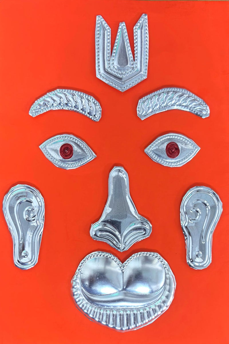 Achleshwar German Silver Hanuman Ji Mukharbind Shringar Set | Idol Face Decoration Set | Traditional Handcrafted | Silver | 8 Inch - Image 1
