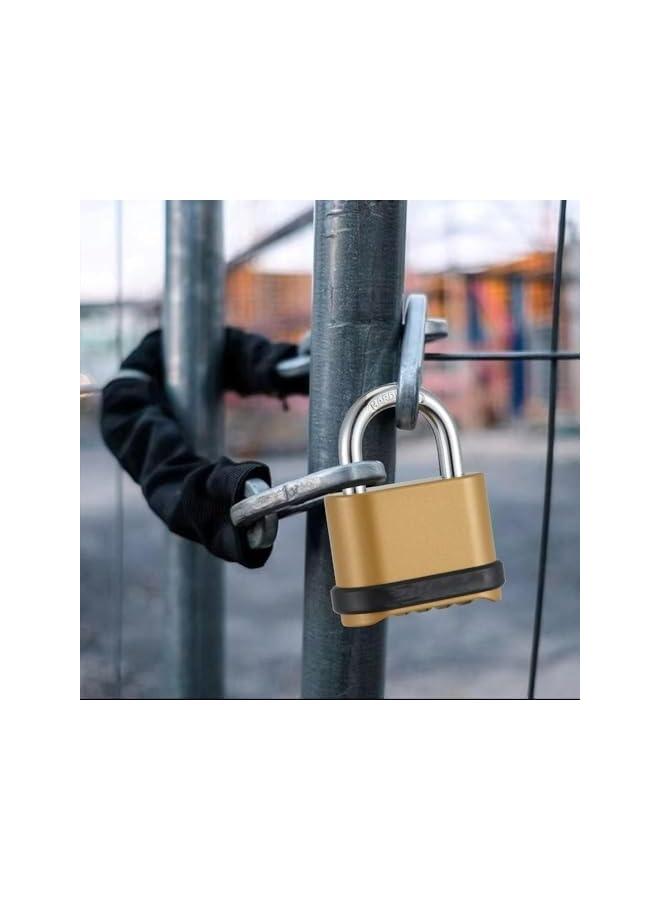 PROMASS PROMASS 4 Digit Combination Lock, Heavy Duty Outdoor Security Keyless Locks Buckle Design Brass Finish Long Shackle Padlock, for Outdoor Use, Sheds, Locker, Gym, Gate, Mechanical Combination Lock  - Image 2