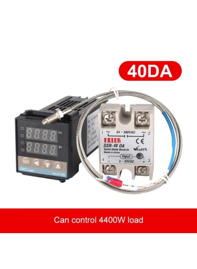 REX-C100 Thermostat + Thermocouple + SSR-40 DA Solid State Module Intelligent Temperature Control Kit - Image 2