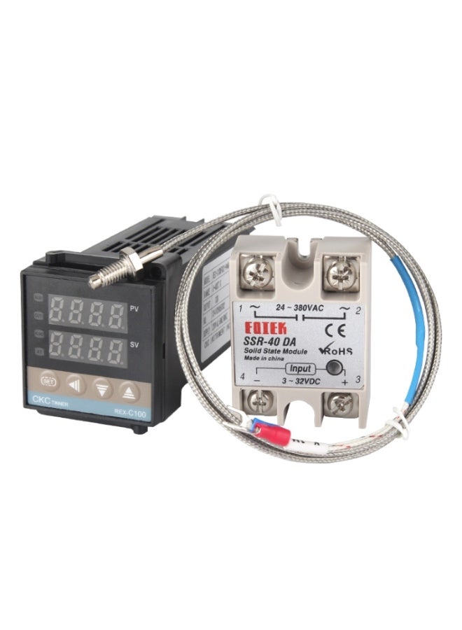 REX-C100 Thermostat + Thermocouple + SSR-40 DA Solid State Module Intelligent Temperature Control Kit - Image 1