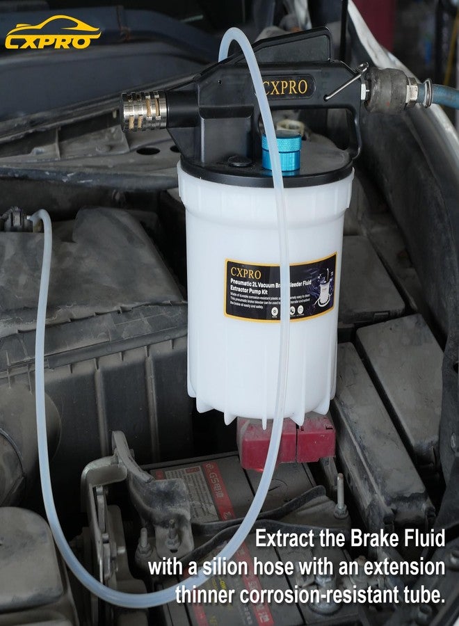 CXPRO Brake Bleeder Kit with 2L Brake Fluid Extractor and 1L Refilling Bottle,Pressure Clutch Bleeder Kit 19 Adapters - Image 5