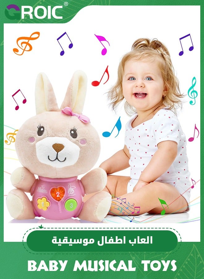 GROIC Bunny Stuffed Animal Plush Toy, Musical Interaction Toy Baby Gifts, Bunny Stuffed Animal Plush Baby Musical Toys Baby Toys for Baby Gifts Infant Toys Newborn Baby's Room Decorations - Image 1