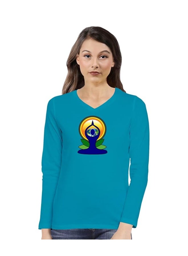 OPLU Store Women's Regular Fit Cotton Graphic Printed T Shirt.  Stylish Tshirts,Turquoise, 3XL - Image 1