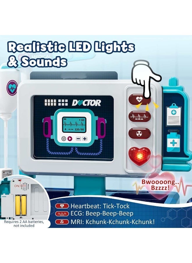 XIONG CHENG 37 Pcs Doctor Playsets, Kids Pretend Play Educational Doctor Toys, Mobile Cart With Sound And Light Functions, Large Size Pretend Doctor Toys With Medical Station Set for Boys Girls 3+ - Image 3
