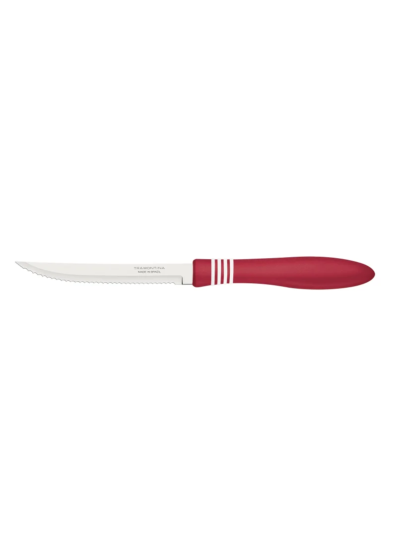 TRAMONTINA Tramontina Cor&Cor 2 Pieces Steak Knife Set with Stainless Steel Blade and Red Polypropylene Handle