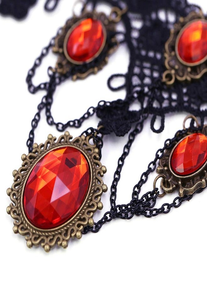 ETERNITY J. Vintage Princess Lolita Lace Victorian Necklace Edwardian Vampire Gothic Choker Pendant (Red) - Image 5