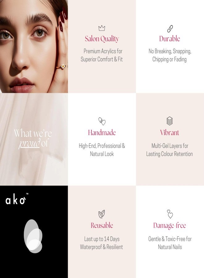 AKO أظافر قصيرة قابلة للتثبيت من أكو، بنفسجي توت، 30 أظفر زائف قابل لإعادة الاستخدام، مجموعة أكريليك بجودة صالون مع لاصقات، وسادة تحضير و30 أظفر ملصق - Image 5
