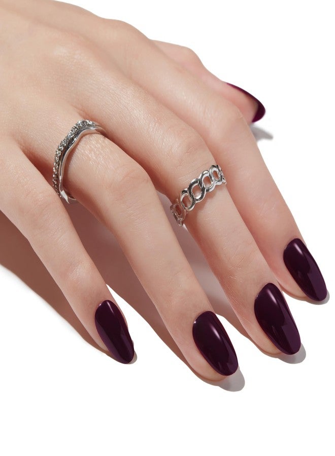 AKO أظافر قصيرة قابلة للتثبيت من أكو، بنفسجي توت، 30 أظفر زائف قابل لإعادة الاستخدام، مجموعة أكريليك بجودة صالون مع لاصقات، وسادة تحضير و30 أظفر ملصق - Image 2