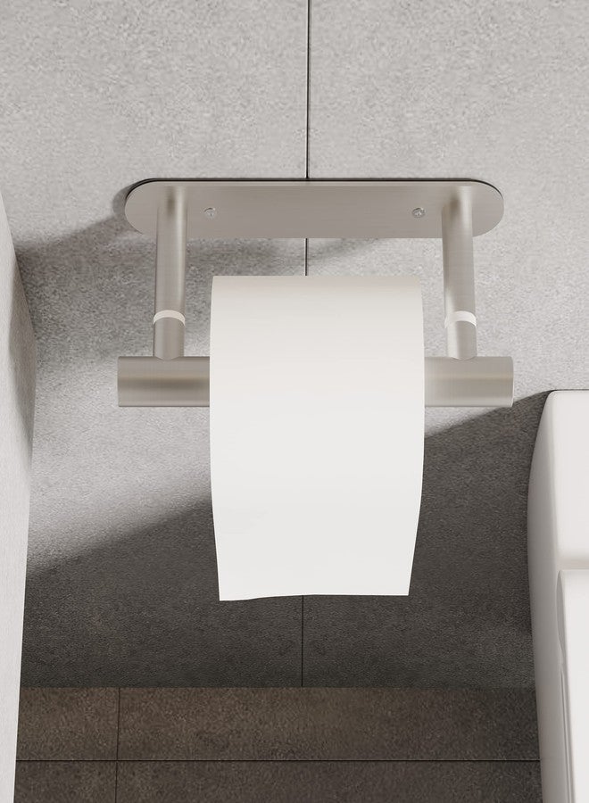 Ruacq Self Adhesive Toilet Paper Holder Brushed Double Post Pivoting Tissue Holders Roll Holder Hangers Bathroom Tissue Roll Holder SUS 304 Stainless Steel Modern Wall Mounted or Self-Adhesive - Image 2