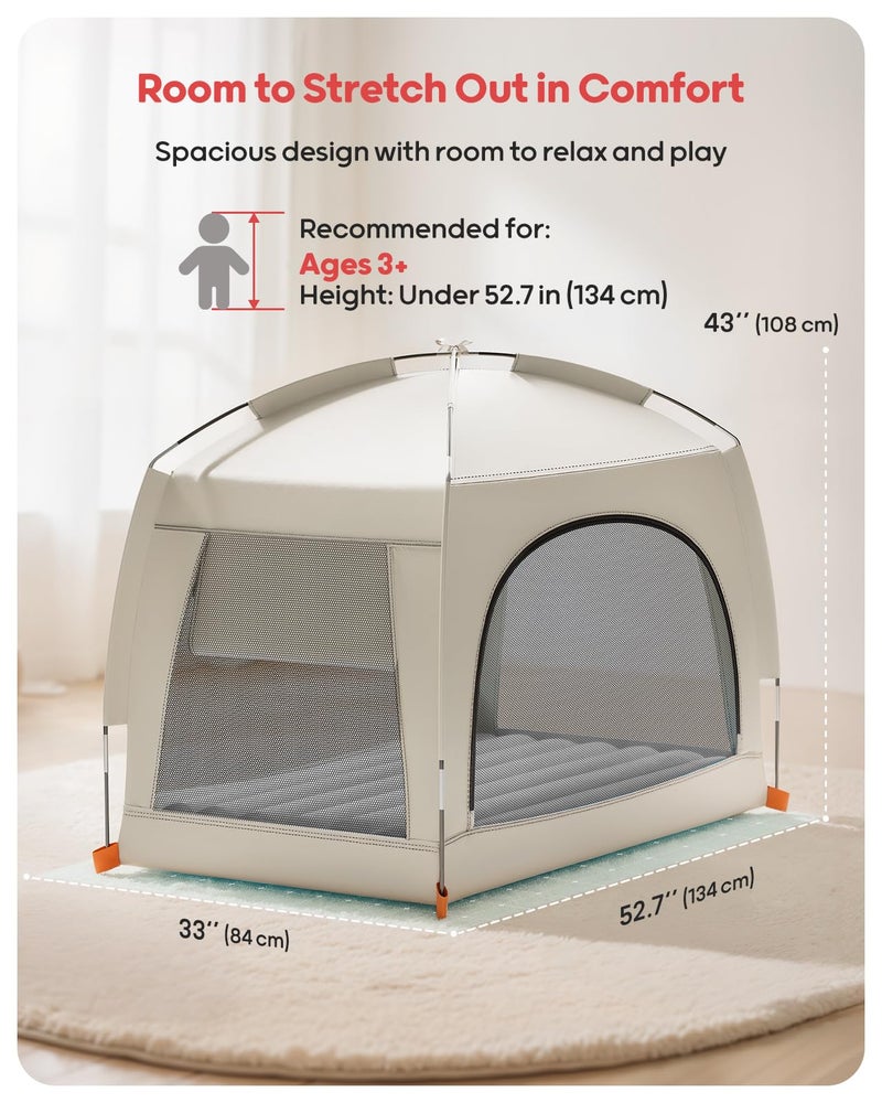 QPAU Inflatable Toddler Travel Bed with Tent â€“ Lightweight Blow Up Kids Air Mattress with Hand Pump â€“ Indoor & Outdoor Portable Sleeping Solution for Camping, Travel, Home, Grandmaâ€™s â€“ Ages 3+ - Image 5