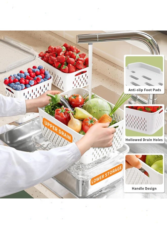 Topyich 5-Piece Airtight Food Storage Containers with Removable Colanders, BPA Free Fridge Organizers, Leakproof Produce Keepers for Fruit, Vegetable & Meat - Image 2