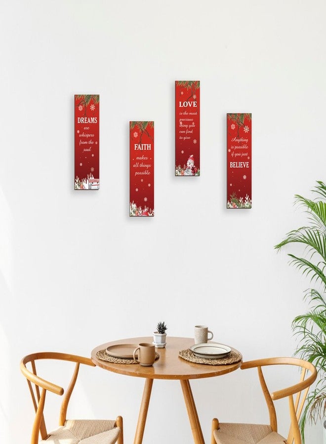DONFENTHY 4 Pcs Christmas Bathroom Decor Christmas Pictures Wall Decor Rustic Farmhouse Xmas Wood Sign With Faith Love Dream Believe Winter Art Home Bedroom Women Office Decoration(Red, 12x4Inch) - Image 3