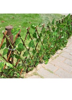 BLOOMING TIME Expandable Wooden Fence With Artificial Faux Plant Leaves  - Image 3