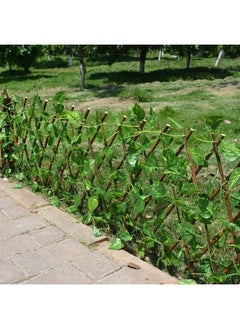 BLOOMING TIME Expandable Wooden Fence With Artificial Faux Plant Leaves  - Image 1