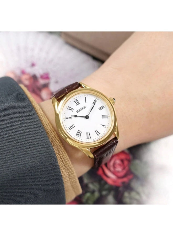 Seiko ساعة يد كلاسيكية SWR072P1، 29 مم قرص أبيض، حزام جلد، مقاومة للماء حتى 50 متر - Image 4