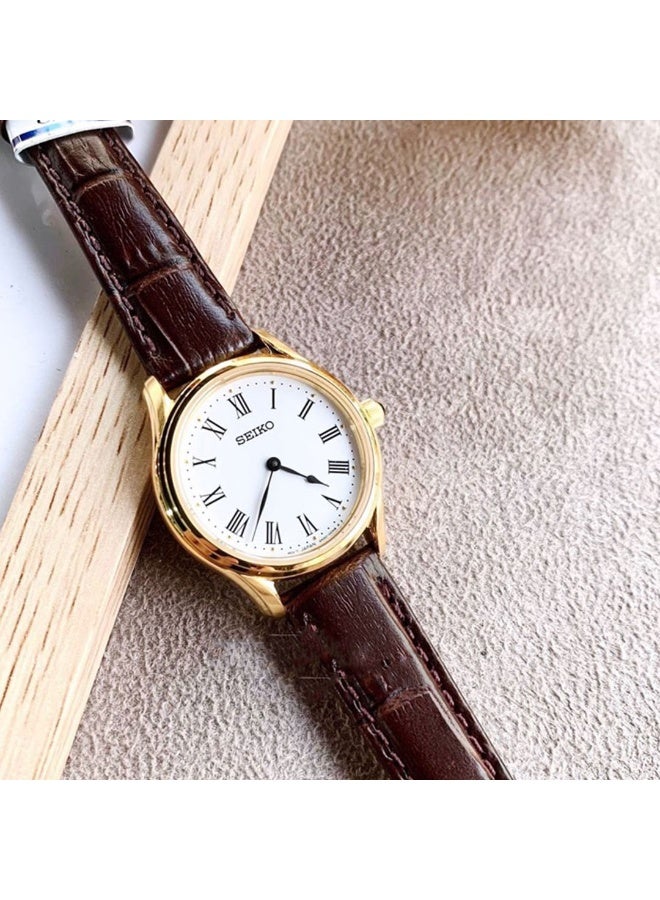 Seiko ساعة يد كلاسيكية SWR072P1، 29 مم قرص أبيض، حزام جلد، مقاومة للماء حتى 50 متر - Image 1