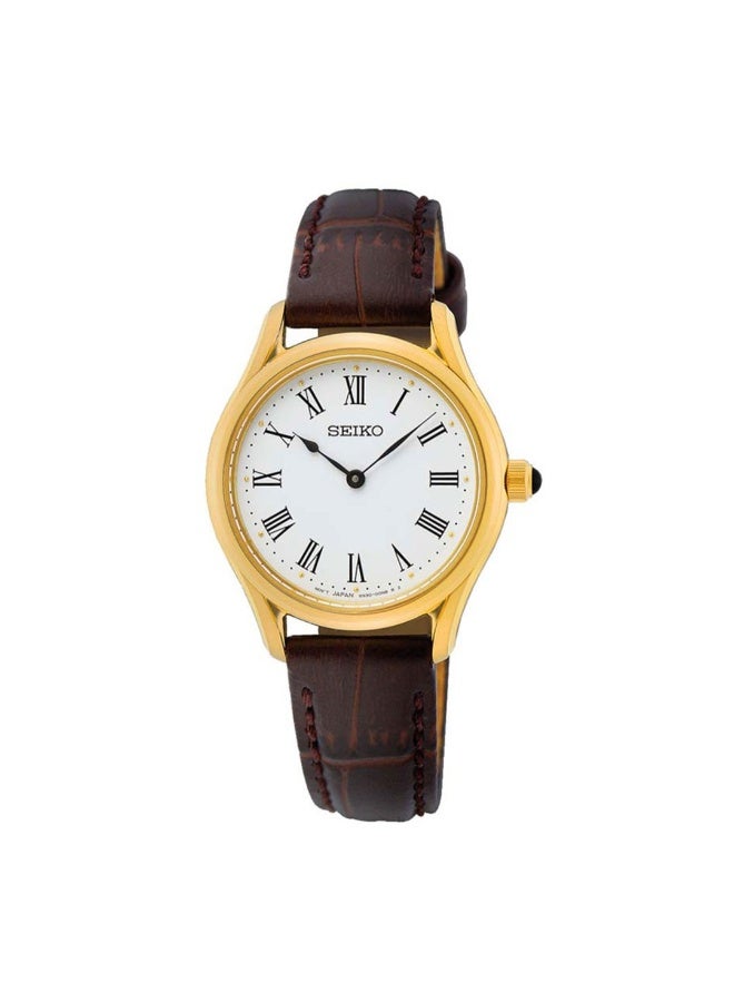 Seiko ساعة يد كلاسيكية SWR072P1، 29 مم قرص أبيض، حزام جلد، مقاومة للماء حتى 50 متر - Image 2