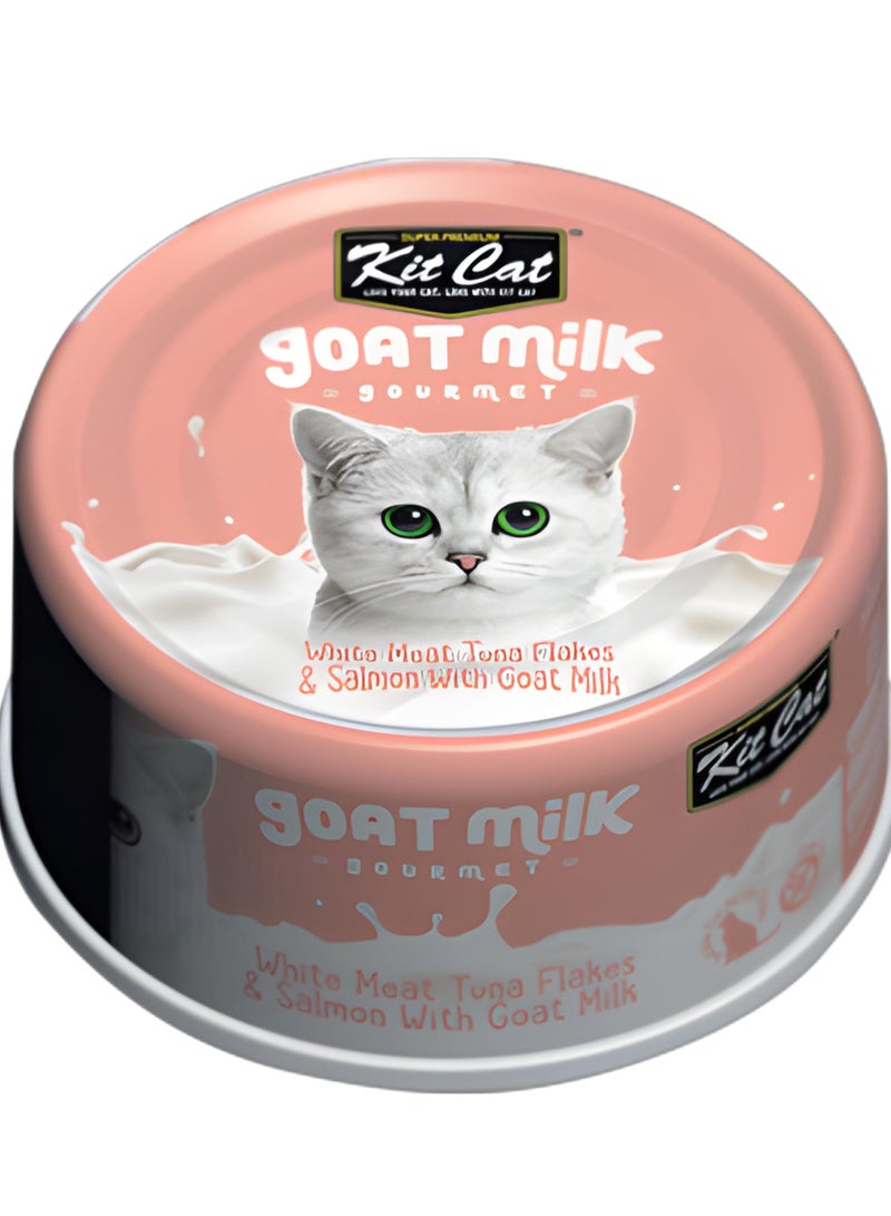كيت كات كت كات ( 24 عبوة ) طعام رطب بنكهة -  لحم أبيض رقائق التونة والسلمون مع حليب الماعز /  لقطط الصغيرة و الكبيرة / 70 غرام - Image 2