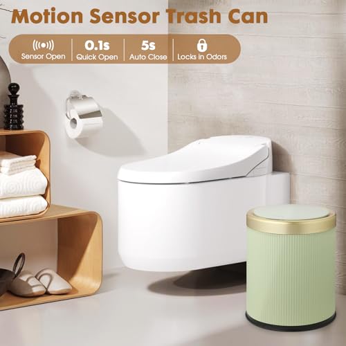 onlcuk Smart Touchless Bathroom Trash Can 28 Gallon Automatic Motion Sensor Rubbish Can with Lid Electric Small Garbage Bin for Kitchen Office Toilet Bedroom Green - Image 3