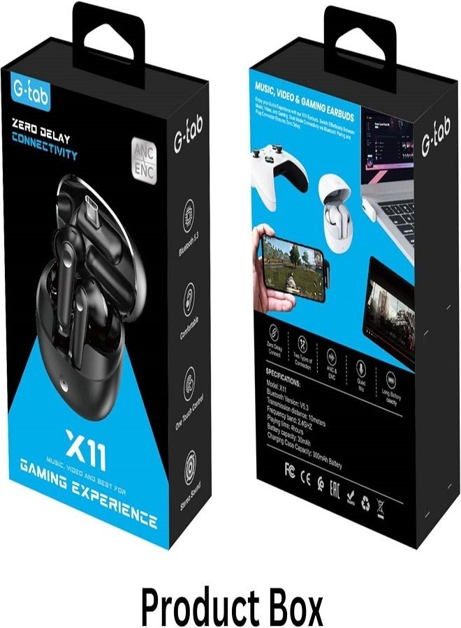 G-Tab X11 Earbuds with 2 Types of Connection Support Gaming Earphone/Zero Delay Connectivity - Image 1