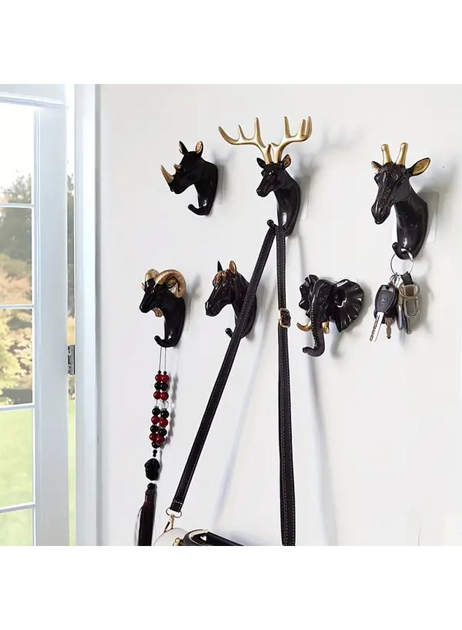 Black Giraffe Head Hook Strong Adhesive Wall Decor No Drill Rust Proof - Image 2