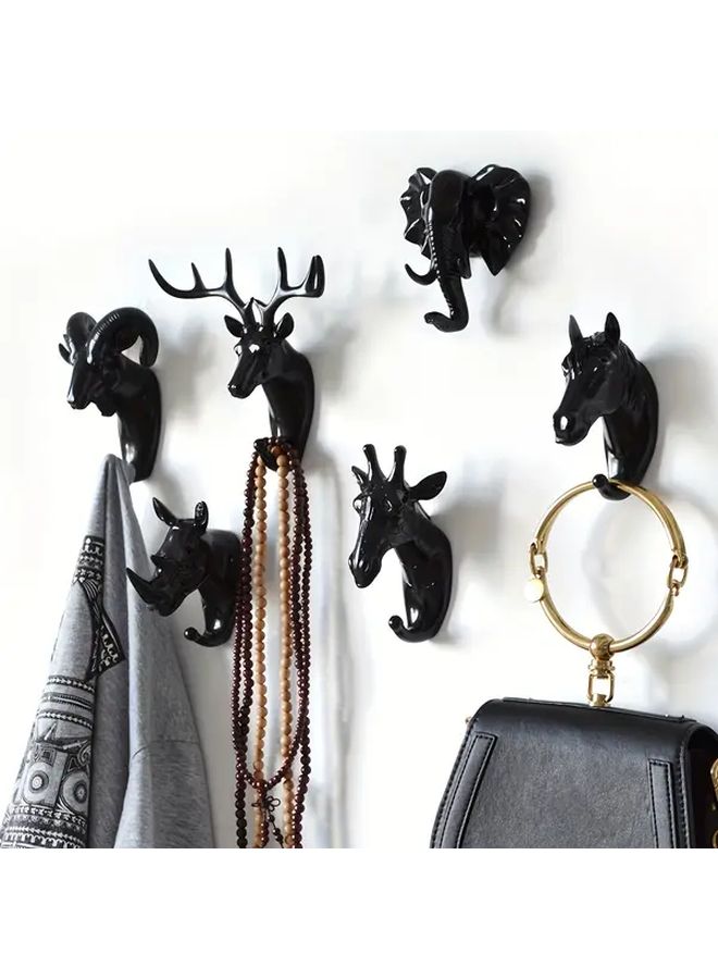 Black Giraffe Head Hook Strong Adhesive Wall Decor No Drill Rust Proof - Image 4