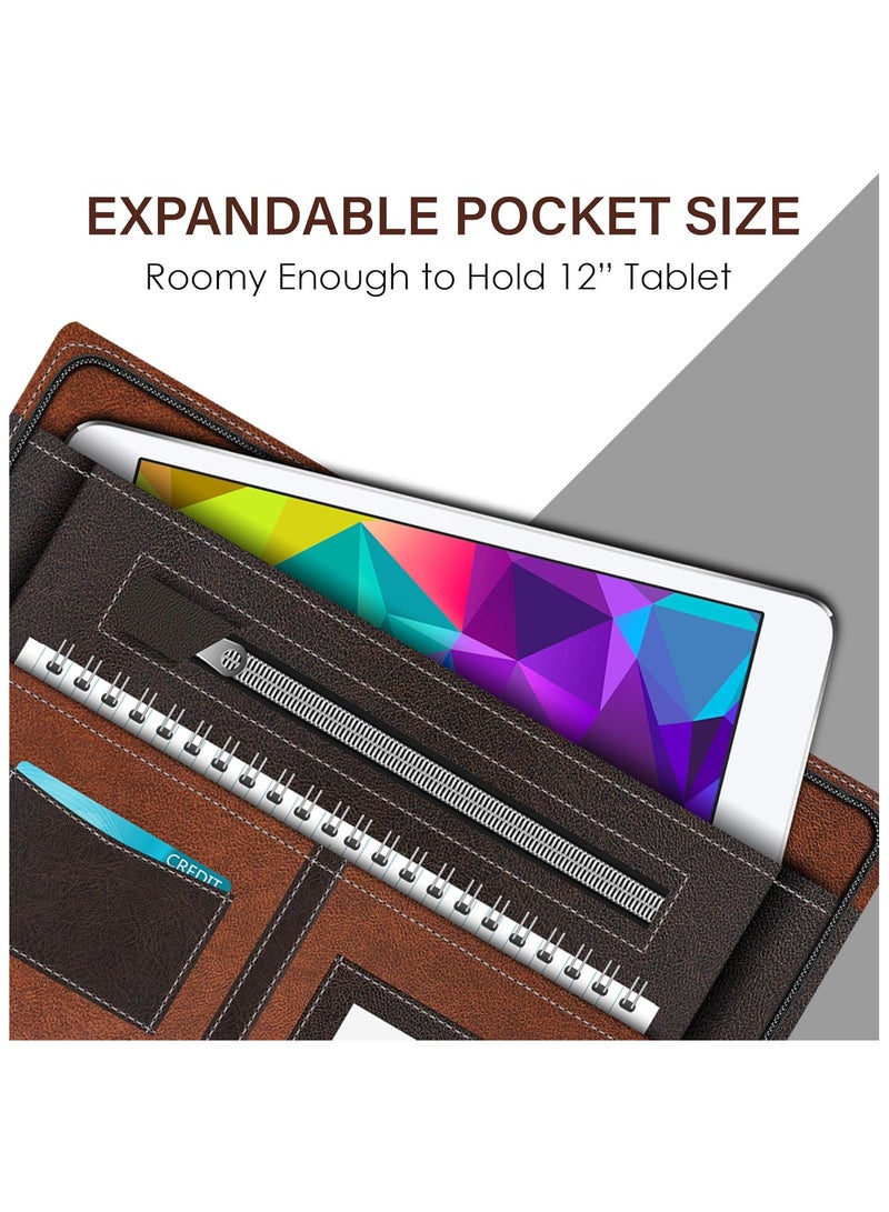 FEDUS Multipurpose Leatherette Professional File Folders  20 Leafs For Men And Women Brown - Image 3