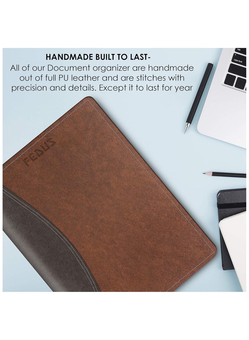 FEDUS Multipurpose Leatherette Professional File Folders  20 Leafs For Men And Women Brown - Image 5