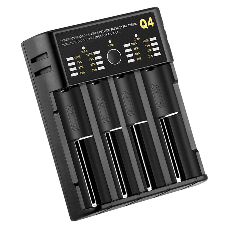 YONII Q4 3.7V 18650 Battery Charger Li-ion USB 4 Slots Independent Charging Portable 18350 16340 14500 Battery Charger - Image 1
