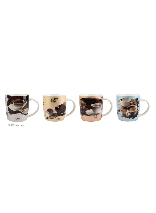 Bien Servi 4-Piece Elegant Design Printed Coffee Mug with Handle Multicolour 11 oz KRJYD012