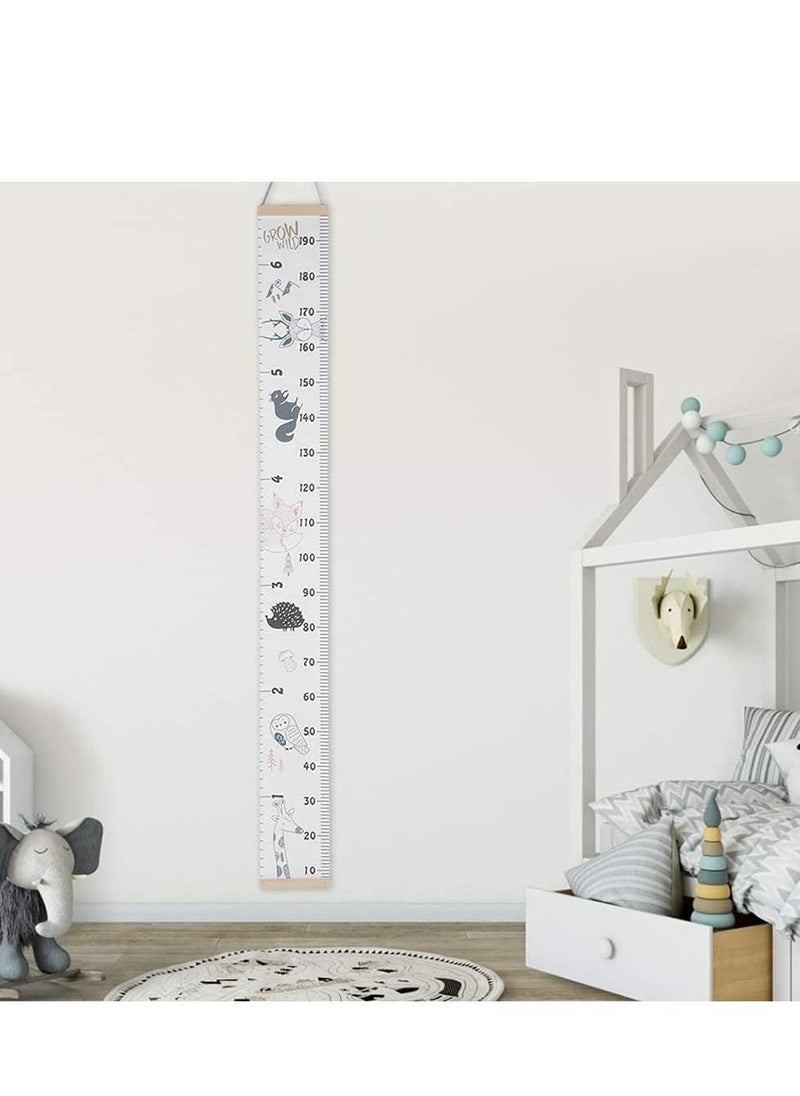 Generic - Baby Height Growth Chart Wall Hanging Measuring Ruler for Kids, Canvas and Wood Removable Wall Hanging Portable Baby Growth Chart for Baby, Children, Boys, Girls - Image 1