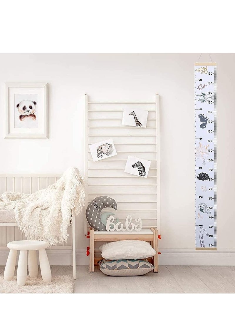 Generic - Baby Height Growth Chart Wall Hanging Measuring Ruler for Kids, Canvas and Wood Removable Wall Hanging Portable Baby Growth Chart for Baby, Children, Boys, Girls - Image 1