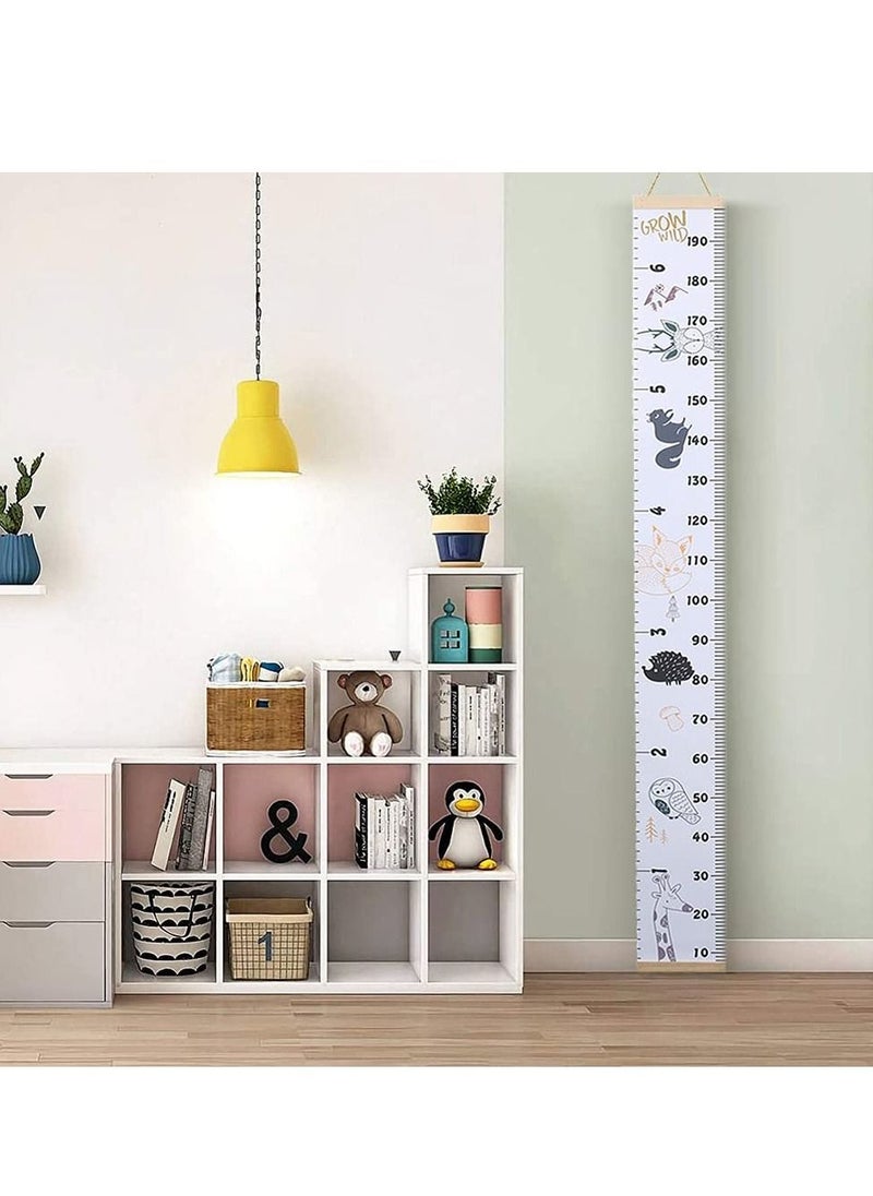 Generic - Baby Height Growth Chart Wall Hanging Measuring Ruler for Kids, Canvas and Wood Removable Wall Hanging Portable Baby Growth Chart for Baby, Children, Boys, Girls - Image 1