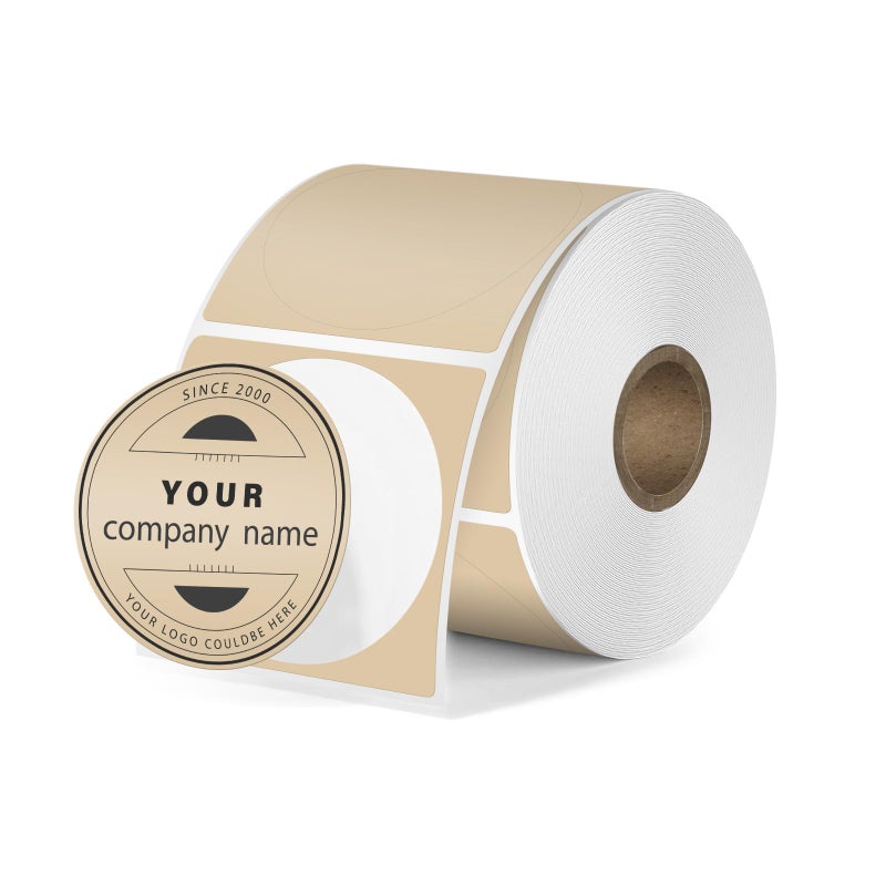 FINDAT Khaki Round Thermal Labels for M110 M120 M220 M221 118 Inch Circle Vinyl Thermal Stickers SelfAdhesive Waterproof Portable Direct Printer Label for Business Logo Design 300 PCS - Image 2