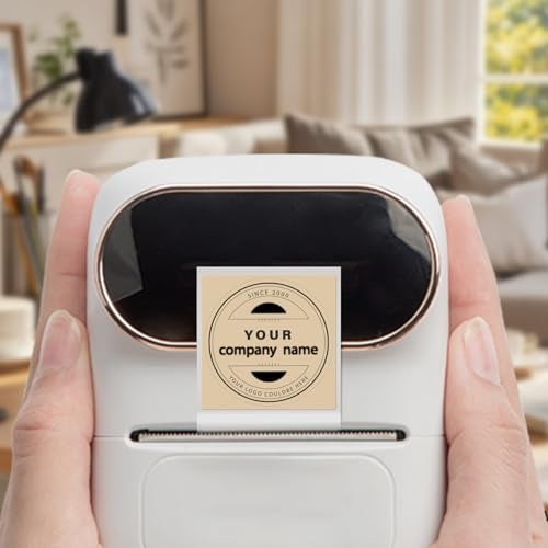 FINDAT Khaki Round Thermal Labels for M110 M120 M220 M221 118 Inch Circle Vinyl Thermal Stickers SelfAdhesive Waterproof Portable Direct Printer Label for Business Logo Design 300 PCS - Image 3