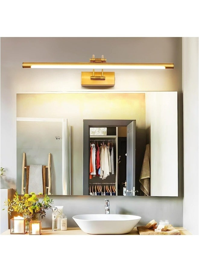 HUA QIANG WANG Bathroom LED Mirror Front Light Gold Vanity Light Fixture with Switch, 15W 60CM Cabinet Picture Wall Lights, 3-Color Indoor Lighting Wall Sconce Bedside Reading Lamp  - Image 4
