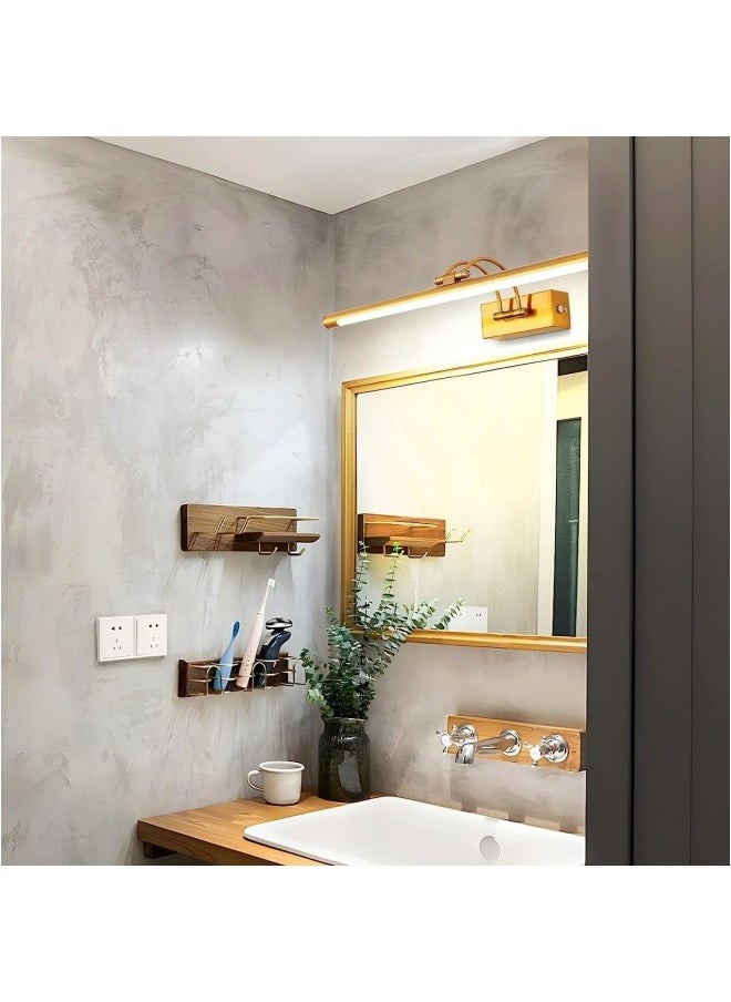 HUA QIANG WANG Bathroom LED Mirror Front Light Gold Vanity Light Fixture with Switch, 15W 60CM Cabinet Picture Wall Lights, 3-Color Indoor Lighting Wall Sconce Bedside Reading Lamp  - Image 5