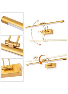 HUA QIANG WANG Bathroom LED Mirror Front Light Gold Vanity Light Fixture with Switch, 15W 60CM Cabinet Picture Wall Lights, 3-Color Indoor Lighting Wall Sconce Bedside Reading Lamp  - Image 2