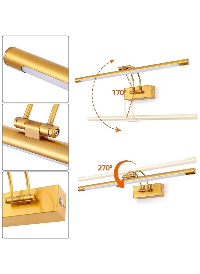 HUA QIANG WANG Bathroom LED Mirror Front Light Gold Vanity Light Fixture with Switch, 15W 60CM Cabinet Picture Wall Lights, 3-Color Indoor Lighting Wall Sconce Bedside Reading Lamp  - Image 2