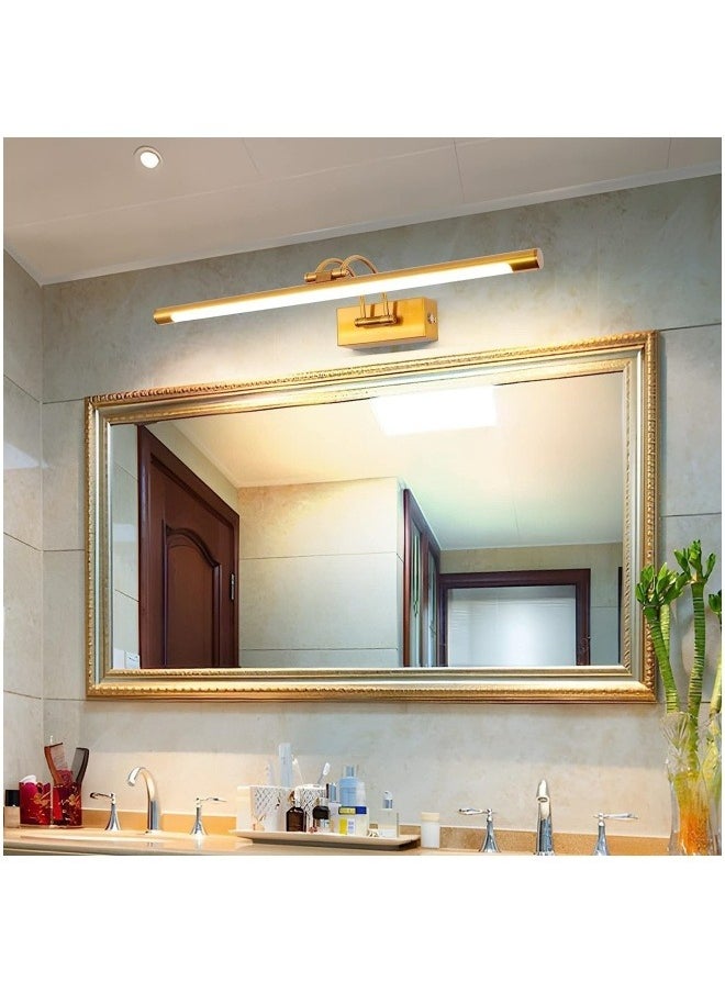 HUA QIANG WANG Bathroom LED Mirror Front Light Gold Vanity Light Fixture with Switch, 15W 60CM Cabinet Picture Wall Lights, 3-Color Indoor Lighting Wall Sconce Bedside Reading Lamp 