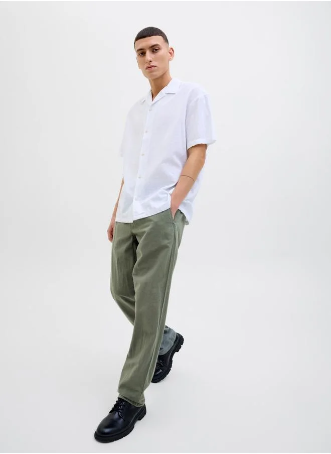 JACK & JONES Jack & Jones Mid Rise Regular Fit Linen Blend Pants