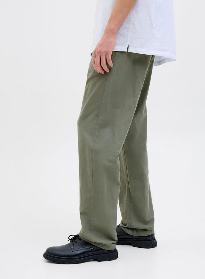 JACK & JONES Jack & Jones Mid Rise Regular Fit Linen Blend Pants