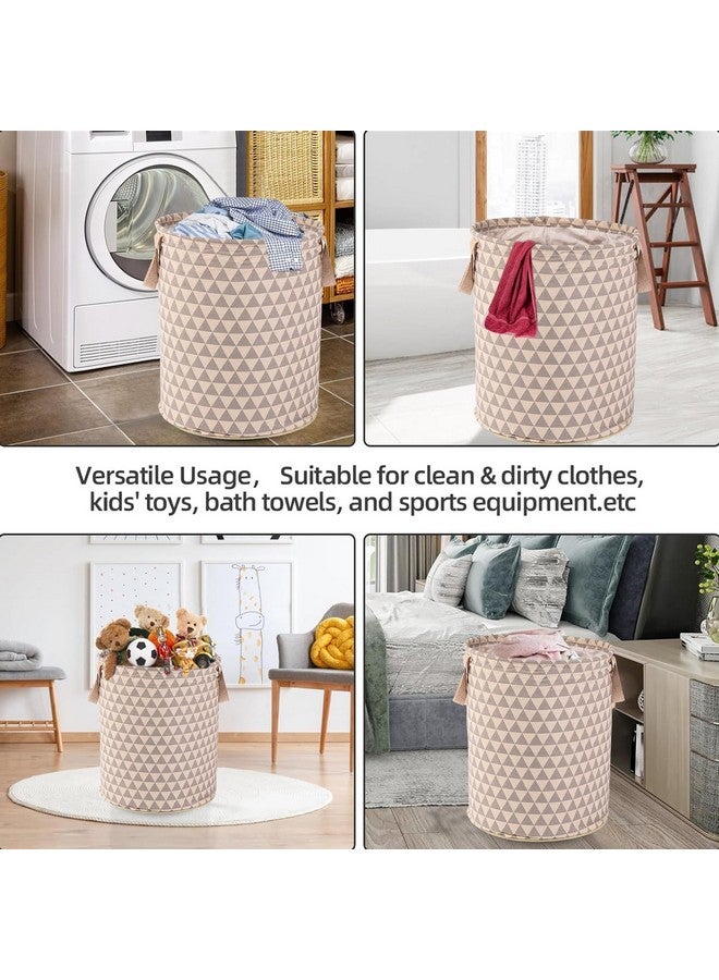 Kuber Industries Laundry Basket (60 LTR) Cotton Round Laundry Hamper (Triangle-Print) Clothes Storage Bag | Basket for Clothes | Foldable Laundry Bag | Toy Storage Basket | Grey - Image 5